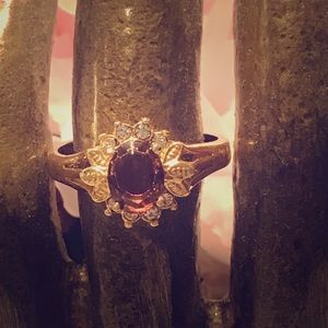 Simulated ruby and CZ ring